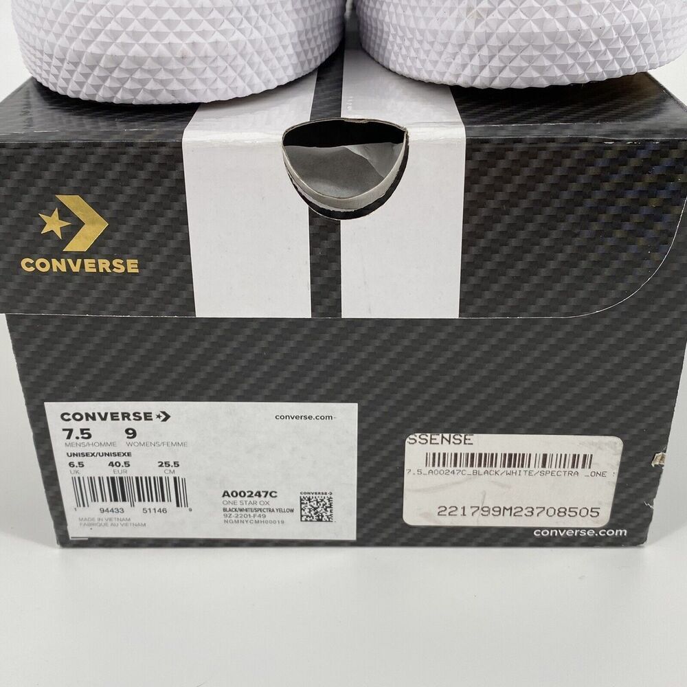 Converse One Star OX IBN Jasper Black White Yellow Athletic Shoe Sz M 7.5 W 9 - Picture 16 of 16